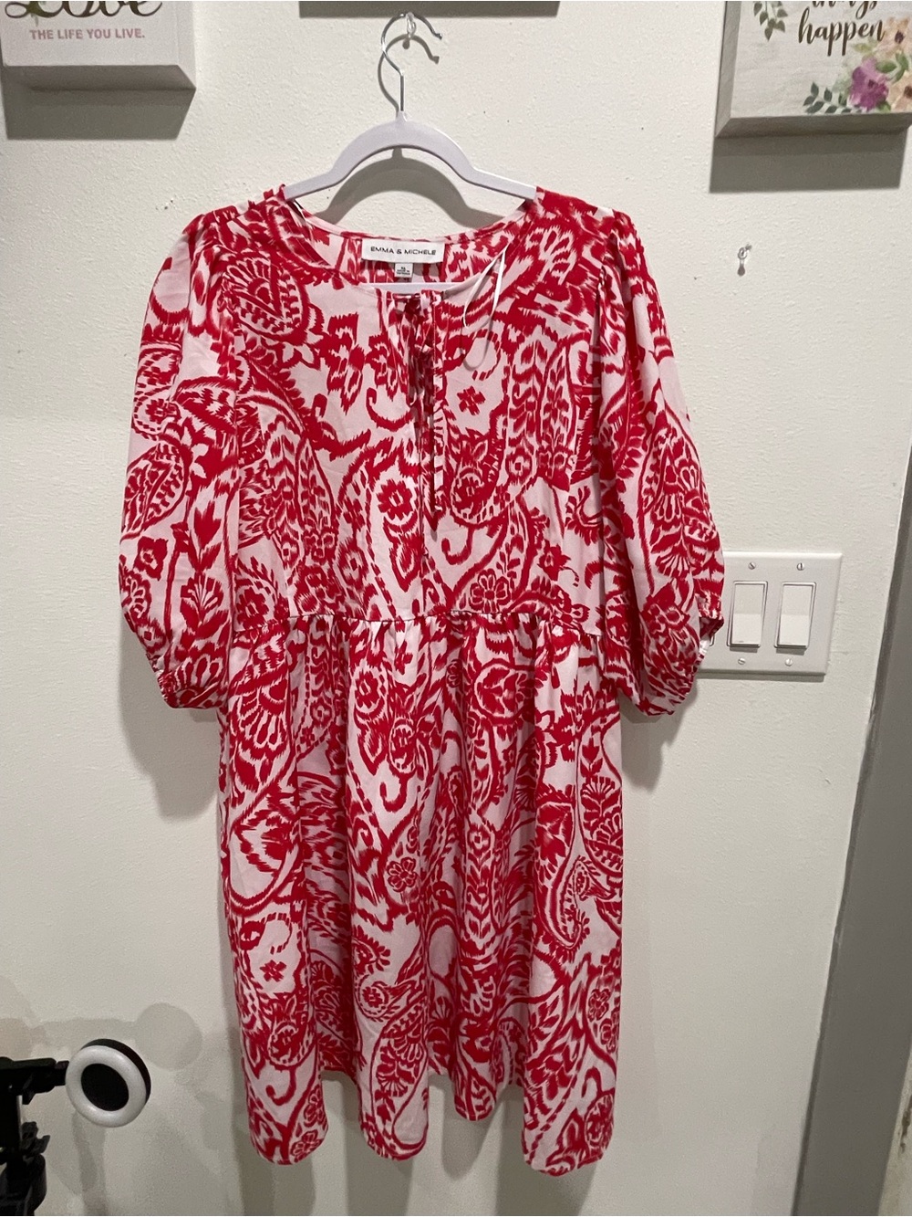 Emma & Michele Red and white Printed dress